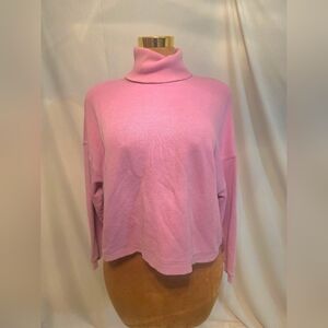 American Eagle Pink Turtleneck Cropped Sweatshirt - Size XS